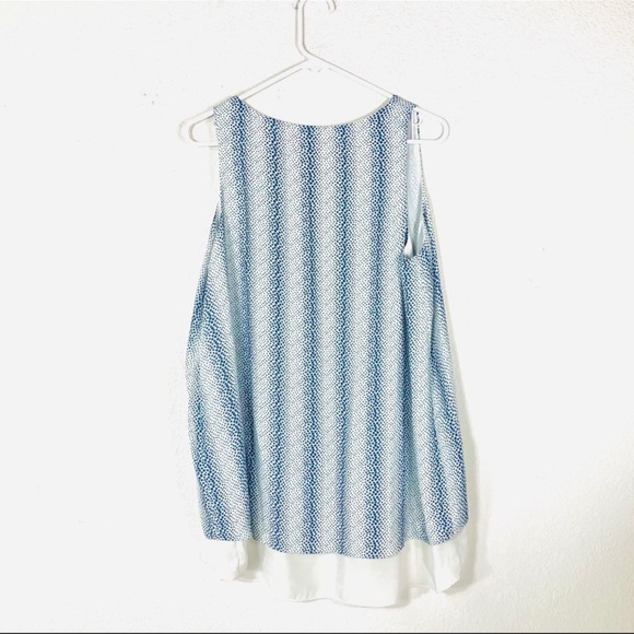 philosophy sleeveless overlay dotted blouse layered blue white size large - Picture 3 of 7